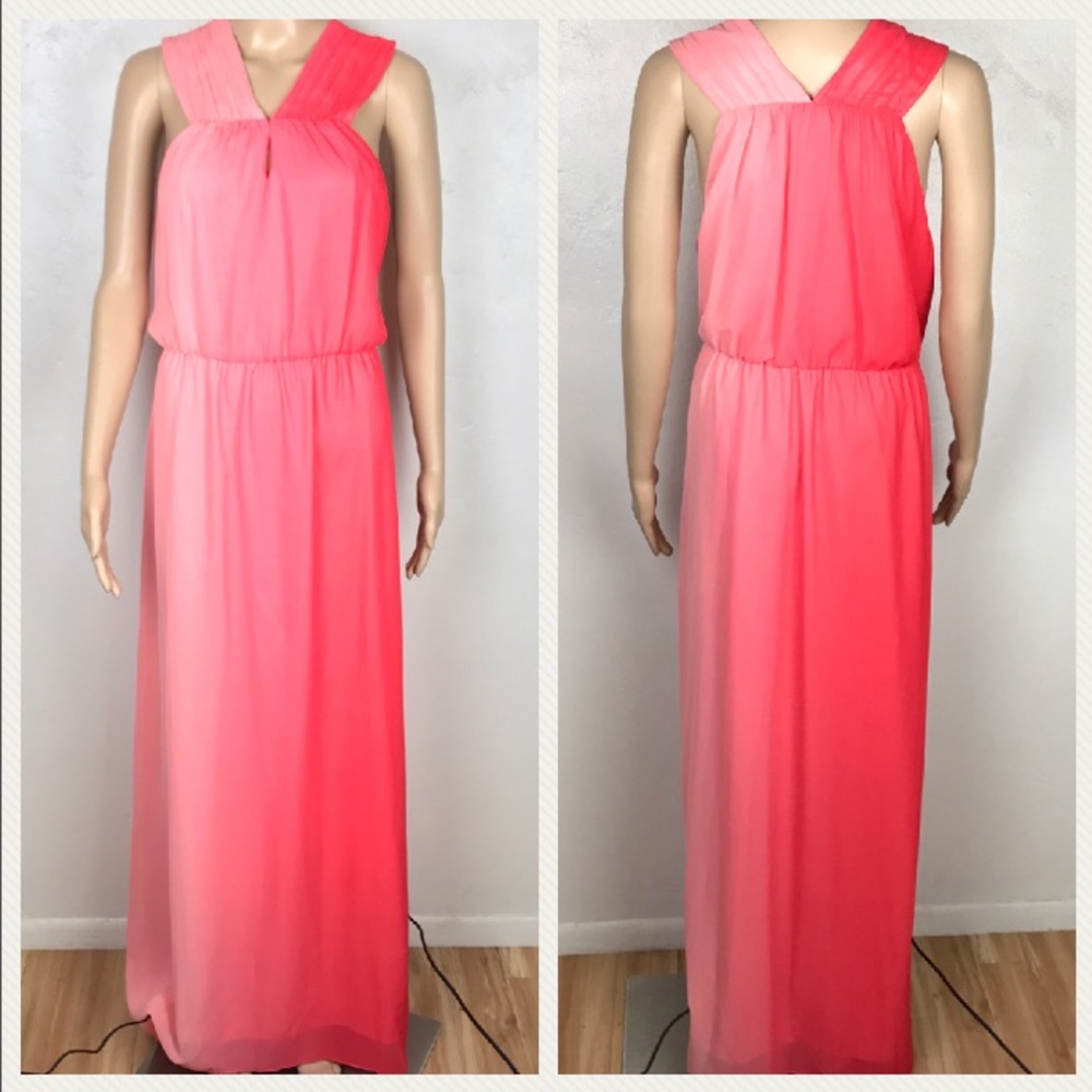 Antonio Melani pink red ombré long formal dress